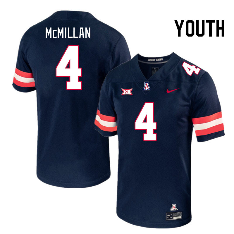 Youth #4 Tetairoa McMillan Arizona Wildcats Big 12 Conference College Football Jerseys Stitched-Navy